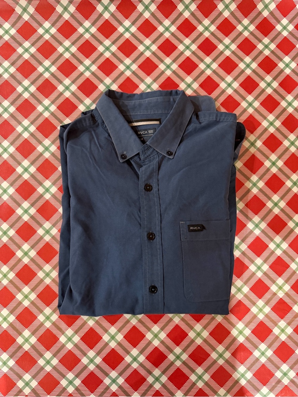 RVCA Men's Slate Blue Button-Down Shirt